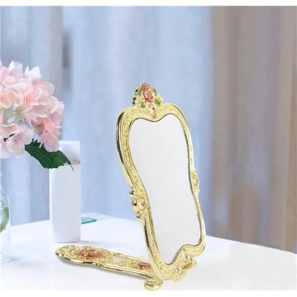 Antique Mirror Comb Set Vintage Metal Handheld Makeup Mirror with a Comb Russian